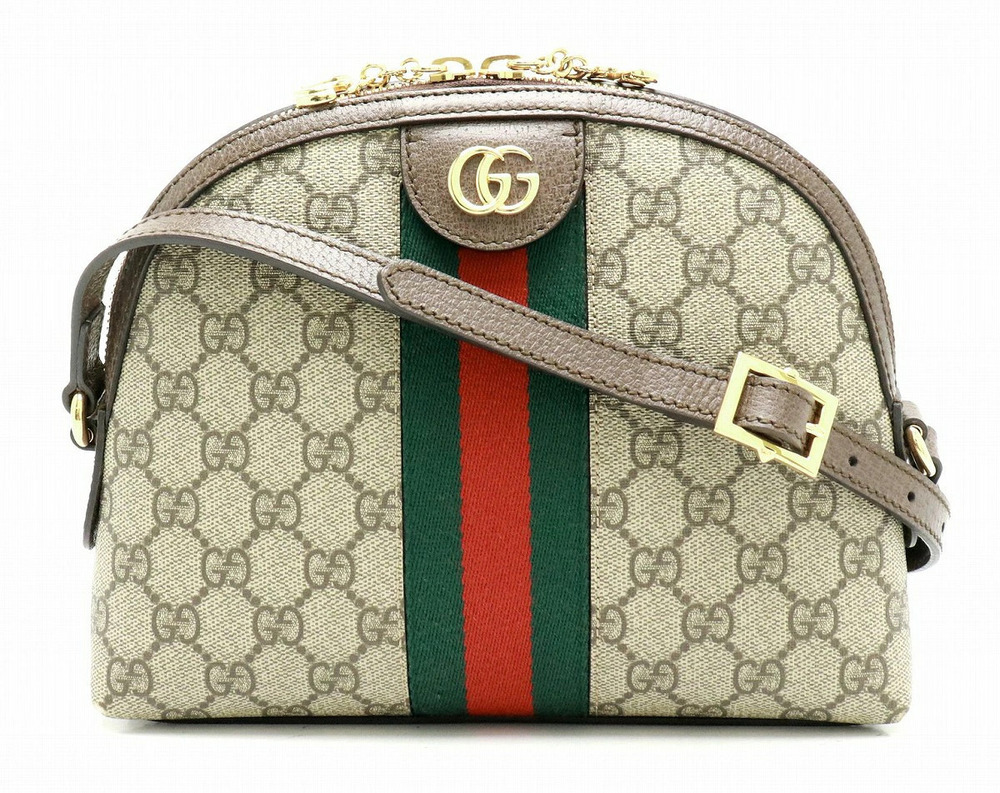 Gucci GG Supreme Ophidia Sherry Shoulder Bag Leather Beige Brown Cream Brown
